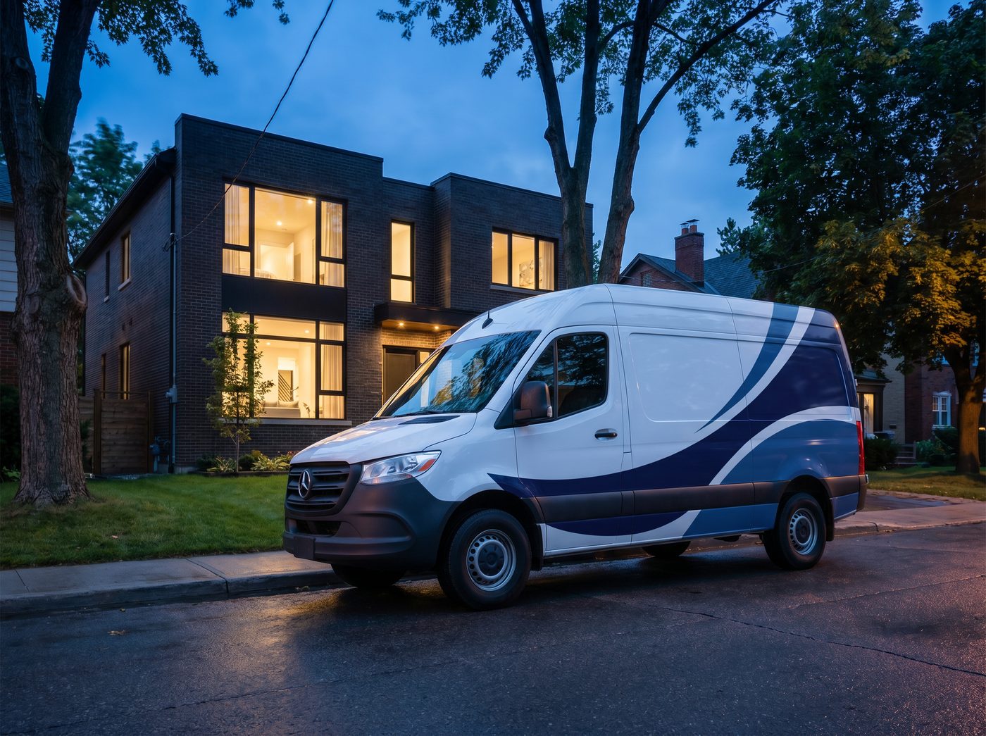 Drain Force service van outside a Toronto home